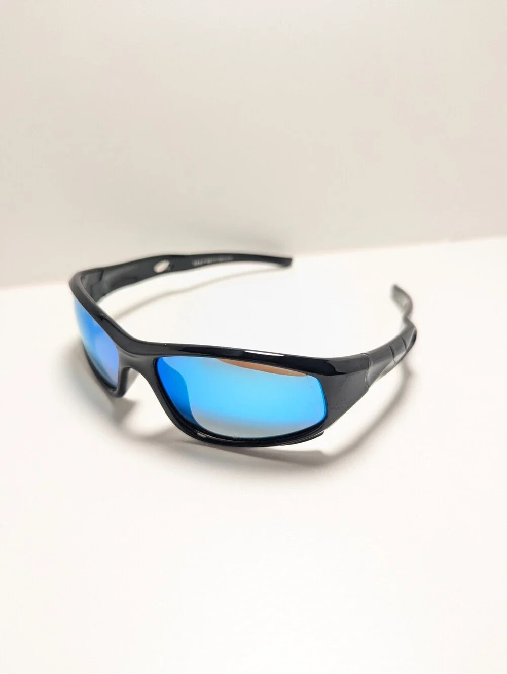 Vatter Polarized Blue Mirror Black Wraparound Men’s Sport Sunglasses 53-17-120